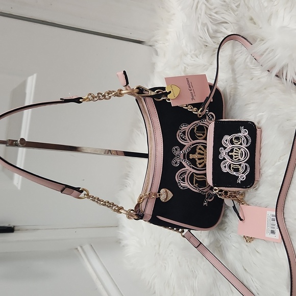 🔹Host Pick 🔹Juicy Couture Exclusive Liquorice/pink  Lovers Club Bag Wallet Set - Picture 1 of 14